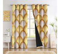 Lot De 2 Rideaux Éléments En Forme D'Éventail Art Déco Luxe Intérieur À Oeillets Bureau Adult 140 X 260 Cm Rideau Maison Cuisine Anti Chaleur Froid Rouge Occultant Thermique Anti Froid