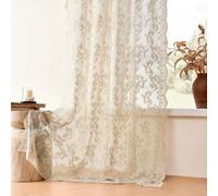 Lot de 2 rideaux en dentelle beige de 259,1 cm de long - Rideaux vintage en dentelle à motif cachemire pour salon, chambre à coucher, filtrage de la lumière, grande fenêtre, décoration d'intimité pour