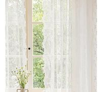 Lot De 2 Rideaux en Dentelle Florale Blanche, Toatelu Rideau en Tulle Blanc avec Broderie Florale, Rideau Dentelle