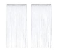 Lot de 2 rideaux en fils blancs de 1 x 2 m, séparateurs de porte en polyester transparent pour balcon, chambre à coucher, séparation décorative avec protection contre les moustiques, facile à