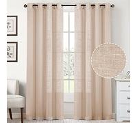 Lot de 2 rideaux en lin transparent filtrant la lumière pour salon et chambre à coucher, style tringle de poche, décoration d'intérieur élégante, 132,1 x 243,8 cm