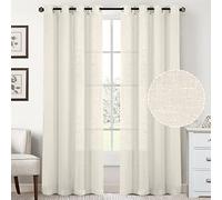 Lot de 2 rideaux en lin transparent filtrant la lumière pour salon et chambre à coucher - Tringle élégante - 132,1 x 243,8 cm - Aspect doux et aéré