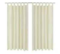 Lot de 2 rideaux en satin, 140 x 245 cm, crème, 100 % polyester, avec passants et rubans, opaques, isolants, pour salon, chambre à coucher, chambre d'enfant, cuisine, porte de balcon
