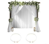 Lot de 2 rideaux en tulle léger avec boucles de rideau pour décoration de fête élégante (blanc)