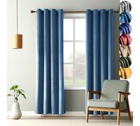 lot de 2 rideaux en velours Bleu Salon Chambre à coucher Rideau opaque fronceur Rideaux occultants Blackout Curtain, 132*244cm