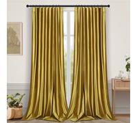 lot de 2 rideaux en velours opaques, ruban fronceur doré Rideaux en velours Rideaux thermiques Rideaux occultants Salon Chambre à coucher, 132x213cm