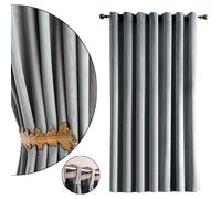 lot de 2 rideaux en velours Rideaux gris salon chambre Rideau opaque fronceur Rideaux occultants Blackout Curtain, 132*305cm