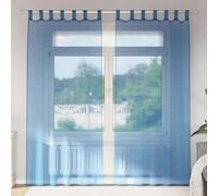 Lot de 2 rideaux en voile avec passants, bleu roi, 140 x 225 cm, 100 % polyester, transparent, opaque, pour salon, chambre à coucher, cuisine, tissu léger, polyvalent, facile d'entretien