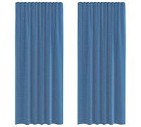 Lot de 2 rideaux en voile avec passe-tringle - Bleu roi - 140 x 225 cm - En polyester semi-transparent - Pour salon, chambre à coucher, cuisine - Avec brise-vue et occultant léger