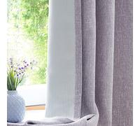 Lot de 2 Rideaux entièrement occultants à Texture en Lin Lourd pour Chambre à Coucher, Rideaux à Isolation Thermique et réduction du Bruit, 8 œillets pour Salon, avec Doublure, Violet, 127 x 160 cm