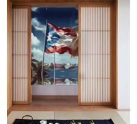 Lot de 2 rideaux épissés 86,4 x 142,2 cm YYHWHJDE Porto Rico Papier peint Motif drapeau pour la plupart des portes, parfait pour accrocher entre les pièces, sur les murs