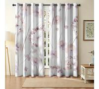 Lot de 2 Rideaux Fleurs Aquarelle Violet Clair Françaises 234L X 137H Cm Rideau Occultant Thermiques Isolant Anti, Applicable à Rideaux Chambre Et Salon, Rideau Cuisine, Branches de Pissenlit-AB26