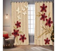 Lot de 2 Rideaux Fleurs Arabesques Style Luxe Européen 140L X 220H Cm Rideau Occultant Thermiques Isolant Anti, Applicable à Rideaux Chambre Et Salon, Rideau Cuisine, Fleurs Papillon Vintage-B10