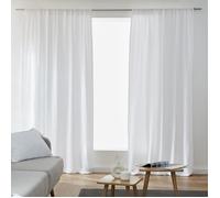 Lot de 2 rideaux Gaïa double gaze de coton blanc 140 x 240 cm - galon fronceur, tamisant