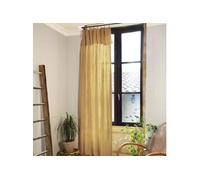 Lot de 2 rideaux gaze de coton ajustables 140x300 cm jaune
