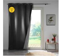 Lot de 2 rideaux isolant phonique thermique occultant 140 x 260 cm Darko Gris