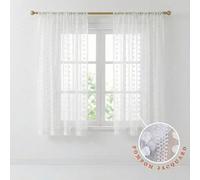 Lot de 2, rideaux jacquard matelassés blancs minimalistes américains, poche à tringle en haut, légers et doux, filtrant la lumière, décoration d'intimité, résistant aux plis, lavable, style mignon pou