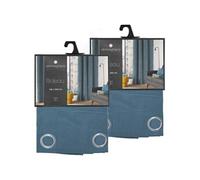 Toilinux - Lot de 2 Rideaux Lilou - 140 x 260 cm - Bleu canard - Lilou Bleu