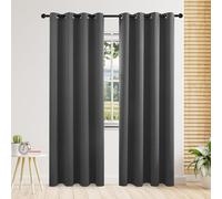 Lot de 2 rideaux longs occultants à isolation thermique pour chambre à coucher, doublure double couche, rideaux à œillets pour fenêtre de salon (gris, 132,1 x 91,4 cm (l x L)