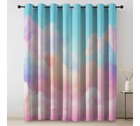 Lot de 2 Rideaux Macaron Nuage Frais Occultants Thermiques Isolants Anti (2 x 168 x 229) Rideaux Thermiques pour Chambre et Salon Rose Bleu