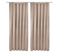 Beautissu Lot de 2 Rideaux Occultants Opaque à Ruflette140x245cm - Blackout Rideau Occultant Thermiques Sable pour Fenêtre Porte - Amelie BK