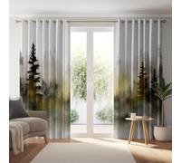 Lot de 2 Rideaux Occultant 58.5L X 228H cm, Réaliste Aquarelle Forêt Fumée Rideaux Imprimé pour Le Salon Chambre à Coucher Couleur - Microfibre Isolation Thermique et réduction du Bruit avec Oeillets