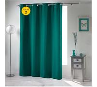 Lot de 2 rideaux occultant a oeillets 135 x 240 cm uni Emeraude