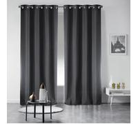 Lot de 2 rideaux occultant a oeillets 135 x 240 cm uni Noir