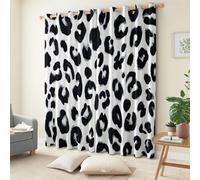 Lot de 2 Rideaux Occultant avec Minimaliste Léopard Tache 117x229cm(LxH), Thermiques Isolants Rideau Opaque à Oeillet Decoration pour Fenetre Chambre Salon Intérieurs Maison, Noir Blanc