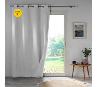 Lot de 2 Rideaux occultant double face 140 x 260 cm 100% microfibre Obscure Blanc