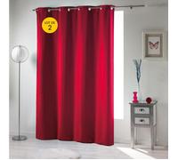 Lot de 2 rideaux Occultant grande hauteur 135 x 280 cm Rouge carmin