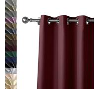 Lot de 2 Rideaux Occultant Thermique 250x240 cm 100% Polyester Satin Résistant à la Chaleur Doublé Noir Idéal pour Salon Vin Rouge
