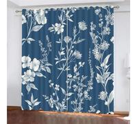 Lot de 2 Rideaux Occultants 140x240cm Usine Rideau Oeillets Occultant, Isolant Thermique Anti Froid, Fleurs Rideaux Opaque, pour Chambre, Fenêtre de Salon, Lot de 2