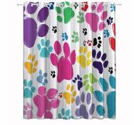 Lot de 2 Rideaux occultants 70L X 175H cm avec œillets, Thermique Isolation phonique Fantastique Graffiti Empreintes De Pattes De Chien imprimés Rideaux pour garçons et Filles Salon Chambre Couleur