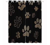 Lot de 2 Rideaux occultants 70L X 175H cm avec œillets, Thermique Isolation phonique Simple Élégant Empreintes De Pattes De Chien imprimés Rideaux pour garçons et Filles Salon Chambre Noir