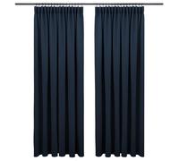 Lot de 2 Rideaux Occultants à Galon Fronceur - Rideaux Thermiques Anti-Regard pour Rail et Tringle - Certifié OEKO-TEX - Rideau de Fenêtre Lavable pour Chambre et Salon - Bleu foncé - 175x140 cm