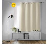 Lot de 2 Rideaux Occultants à Œillets 135 x 180 cm - Uni Naturel - Petite Hauteur
