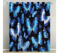Lot de 2 Rideaux Occultants à Œillets 140x240 cm Papillons Bleus