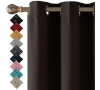 Lot de 2 rideaux occultants à œillets et isolation thermique pour chambre à coucher - Marron foncé - 182 cm de large
