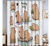 Lot de 2 Rideaux occultants à Isolation Thermique avec œillets - Capybara Mignon, Bonne JournéeRideaux occultants à Isolation Thermique pour Chambre, 135 x 160 cm