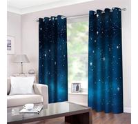 Lot de 2 rideaux occultants à isolation thermique avec œillets pour chambre à coucher et salon - Étoiles Et Constellations Rideau de fenêtre pour Enfants Chambre- Bleu Étoilé 220 x 215cm (l x P)