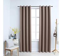 Lot de 2 rideaux occultants avec œillets métalliques - 100 % polyester - Taupe - 140 x 175 cm - Protection contre la lumière pour chambre à coucher et salon - Occultation parfaite pour un sommeil