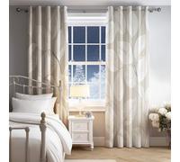 Lot de 2 Rideaux Occultants avec Isolation Thermique Rideaux Occultant Minimaliste Plante Feuilles pour Chambre à Coucher Hôtel et Décoration d'intérieur Durable 140 × 180 CM Beige