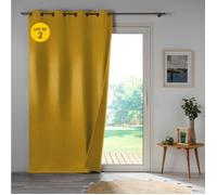 Lot de 2 rideaux occultants double face 140 x 260 cm - 100 % microfibre - Obscure Jaune