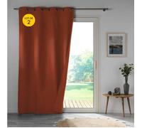 Lot de 2 rideaux occultants double face 140 x 260 cm - 100 % microfibre - Obscure Terracotta