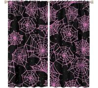 Lot de 2 rideaux occultants doux et épais avec œillets pour décoration d'intérieur Motif Halloween