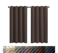 Lot de 2 rideaux occultants élégants 190 x 250 cm en polyester opaque pour cuisine avec doublure à revers - Idéal pour le salon et la décoration de la maison - Marron