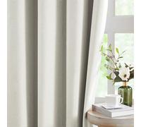 Lot de 2 rideaux occultants en lin ivoire de 228,6 cm de long pour salon, isolation thermique, réduction du bruit, protection de l'intimité pour fenêtre de chambre à coucher, 132,1 cm de large