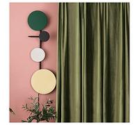 Lot de 2 rideaux occultants en velours à œillets et plis crayon pour chambre à coucher et salon, 170 x 140 cm, vert olive, bloquant la lumière et efficacité énergétique.