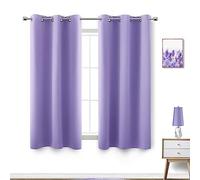 Lot de 2 Rideaux occultants et Thermiques pour Chambre de Fille, Courts avec Anneaux, 137 cm de Longueur, Lilas